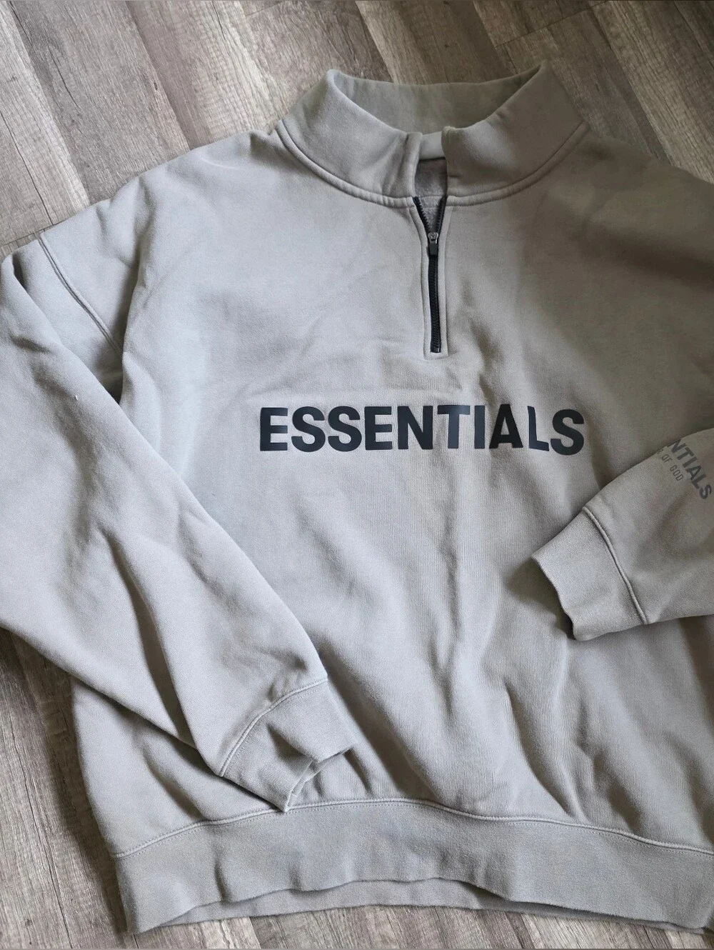 FEAR OF GOD taupeEssentials Men's Zip-Up Sweatshirt Light Gray Y2K Streetwear XL